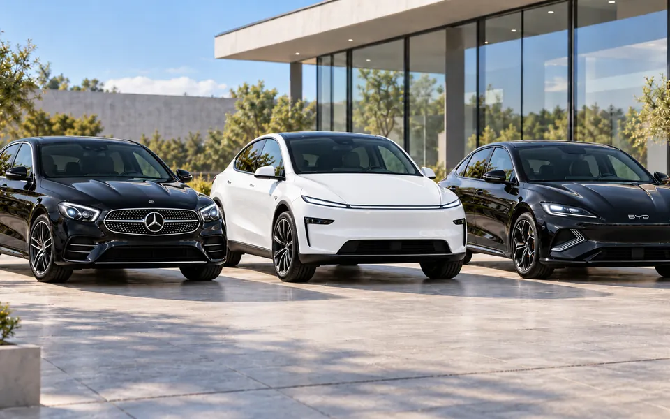 One Transfert black and white sedans